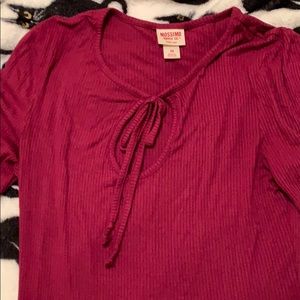 Red wine color shirt with loop on chest